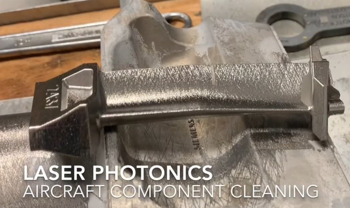 Turbine blade with visible surface marking after improper laser cleaning